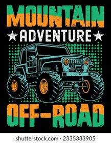 Mountain Adventure Off-Road T-Shirt Design, Mountain Road T-Shirt Design for T-Shirt Print Template Design