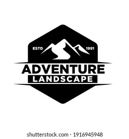 Mountain adventure outdoor badge logo icon design