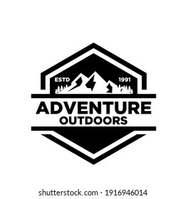 Mountain adventure outdoor badge logo icon design