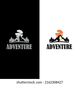 Mountain adventure outdoor badge logo icon design. Mountain tourism, hiking.