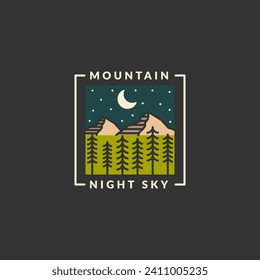 Mountain adventure outdoor badge vector illustration with monoline or line art style, design can be for t shirts, sticker, printing needs