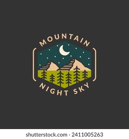 Mountain adventure outdoor badge vector illustration with monoline or line art style, design can be for t shirts, sticker, printing needs