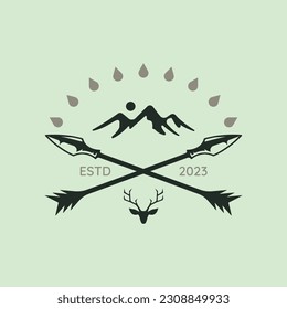 logotipo de aventura de montaña al aire libre vector diseño de símbolo vintage,flecha cruz aventura exterior logo vintage diseño de símbolo vintage