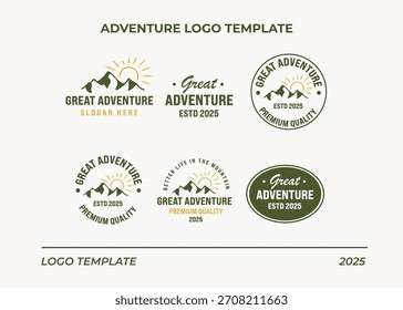 mountain adventure and outdoor vector logo template set design	