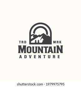 Mountain Adventure and Outdoor Vintage Logo Template. Badge or Emblem Style. Vector Illustration