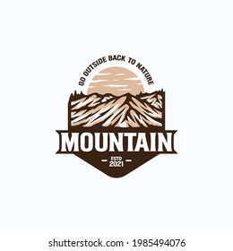 Mountain Adventure and Outdoor Vintage Logo Template. Badge or Emblem Style. Vector Illustration