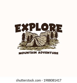 Mountain Adventure and Outdoor Vintage Logo Template. Badge or Emblem Style. Vector Illustration