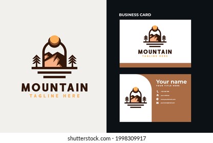 Mountain Adventure and Outdoor Vintage Logo Template. Badge or Emblem Style. Vector Illustration