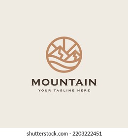 Mountain Adventure and Outdoor Vintage Logo Template. Badge or Emblem Style. Vector Illustration