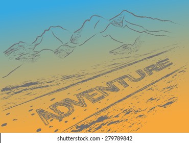 mountain adventure pathway vector illustration