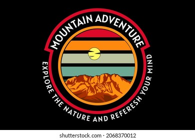 mountain adventure retro design hand drawing