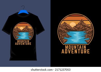Mountain Adventure Retro T Shirt Design