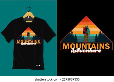 Mountain Adventure Retro T Shirt Design