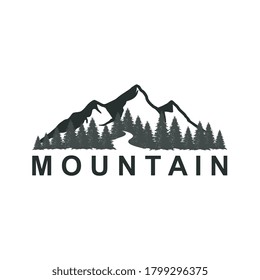 Mountain adventure with river logo template