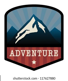 Mountain adventure sign, vector illustration