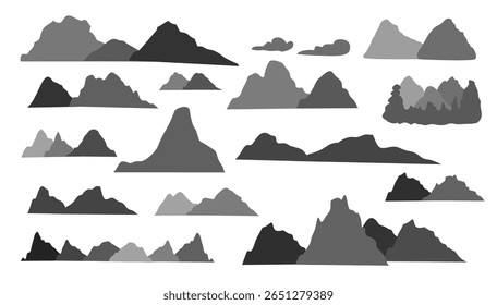 Mountain Adventure Silhouette Black and White Bundle Set