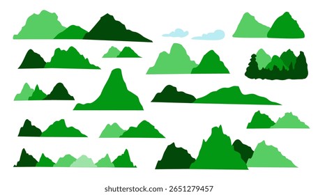 Mountain Adventure Silhouette Green Color Bundle Set