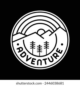 Mountain Adventure Simple Black and White Monoline Logo Emblem