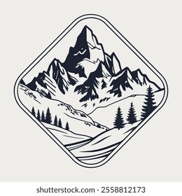 Mountain Adventure Sticker Scenic Wilderness and Travel Icon for Nature Lovers