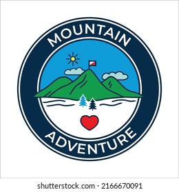 Aventura de montaña. Ilustración vectorial.