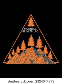 Mountain Adventure T shirt Design Vector Illustration. Outdoors adventure retro print design. Explore more vintage graphic print for t shirt , fashion, sticker, posters and others.