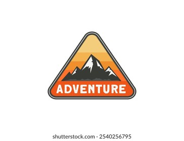 Mountain Adventure travel emblems badge vector. Camping outdoor adventure emblems, badges and logo patches. Mountain tourism, hiking. Outdoor mountains Summer Camp badges