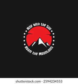 Mountain Adventure T-Shirt Design | Hill Peak Vector Icon | Outdoor Explore Camp Hiking Trekking Expedition Badge | Nature Landscape Logo | Wilderness Travel Climbing Backpacking Emblem Trail Journey