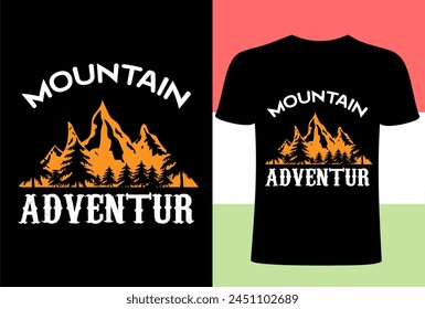 Diseño de camiseta Mountain Adventure. Camiseta Explore naturaleza aventura montaña retro estilo vintage ilustración. Aventura Naturaleza salvaje Camiseta Diseño Ilustración vectorial