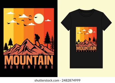 Mountain Adventure T-Shirt Design, Mountain T-Shirt Vektorgrafik, Illustration , Typografie