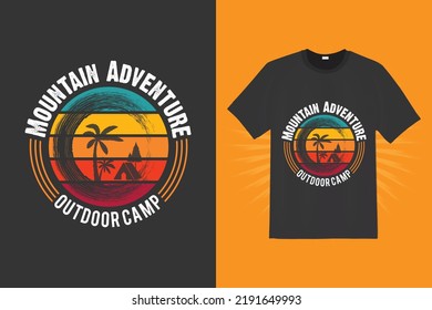 Mountain adventure t-shirt print design template