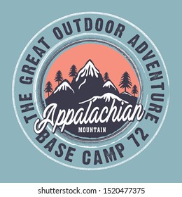 Mountain adventure typography, tee shirt graphics, vectors