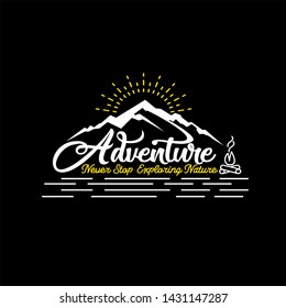 Mountain adventure vintage style. Motivational quote design. For postcard poster graphic design