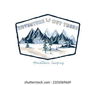 mountain adventure watercolor print vector artwork illustration 