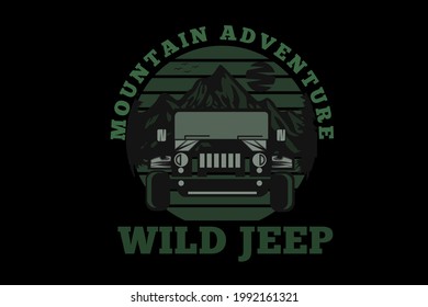 mountain adventure wild jeep silhouette design