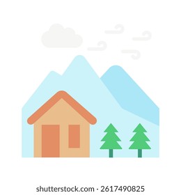 Mountain Air flat color, mini illustration icon, related to relaxation, spa, wellness and more. Vector EPS 10 for modern concept, print, UI, UX kit, web and app development