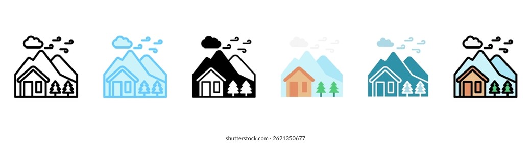 Mountain Air Multi-Stil, Mini-Illustration Symbol, im Zusammenhang mit Entspannung, Spa, Wellness und mehr. Vector EPS 10 für modernes Konzept, Print, UI, UX-Kit, Web- und App-Entwicklung