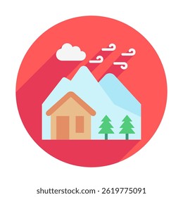 Mountain Air rounded flat color, mini illustration icon, related to relaxation, spa, wellness and more. Vector EPS 10 for modern concept, print, UI, UX kit, web and app development