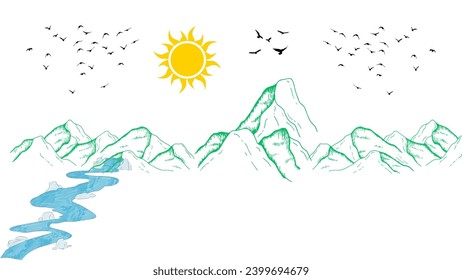 mountain amazing art design vector painting