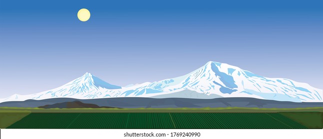Mountain Ararat, Armenia. vector illustration.