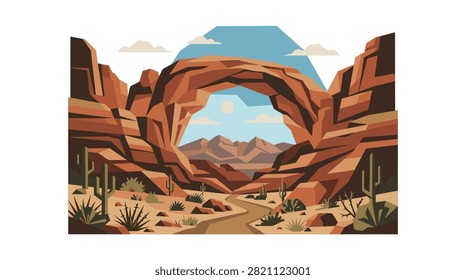 Mountain arch rock erosion vector illustration