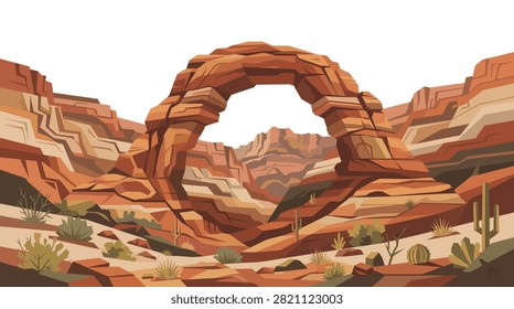 Mountain arch rock erosion vector design