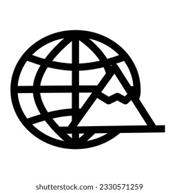 The mountain around the world icon depicts a stylized representation of mountains encircling the globe. It symbolizes the diversity and grandeur of mountains worldwide, representing exploration.