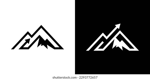 mountain and arrow financial invest logo design icon vector illustration