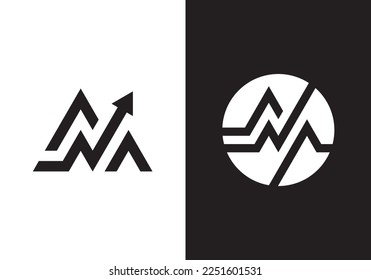 mountain with arrow logo design modern simple symbol icon vector