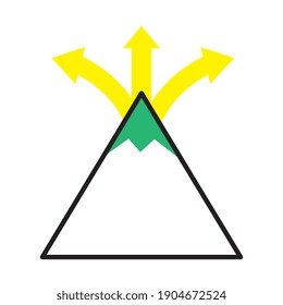mountain with arrows directions half line style icon vector illustration design