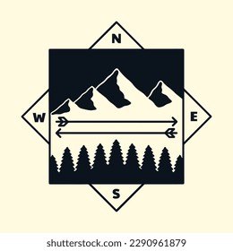 The mountain and arrows explore vector design for t-shirt, sticker, and other use