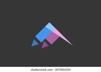 Mountain art with pencil logo design