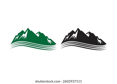 Mountain art silhouettes vector with white background