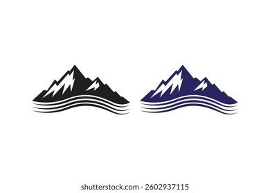 Mountain art silhouettes vector with white background