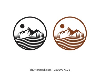 Mountain art silhouettes vector with white background